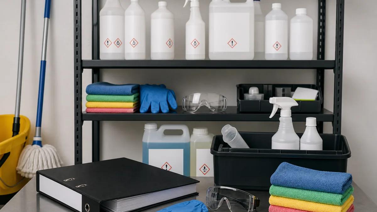 Illustration de produits d’entretien, de protection et de documentation