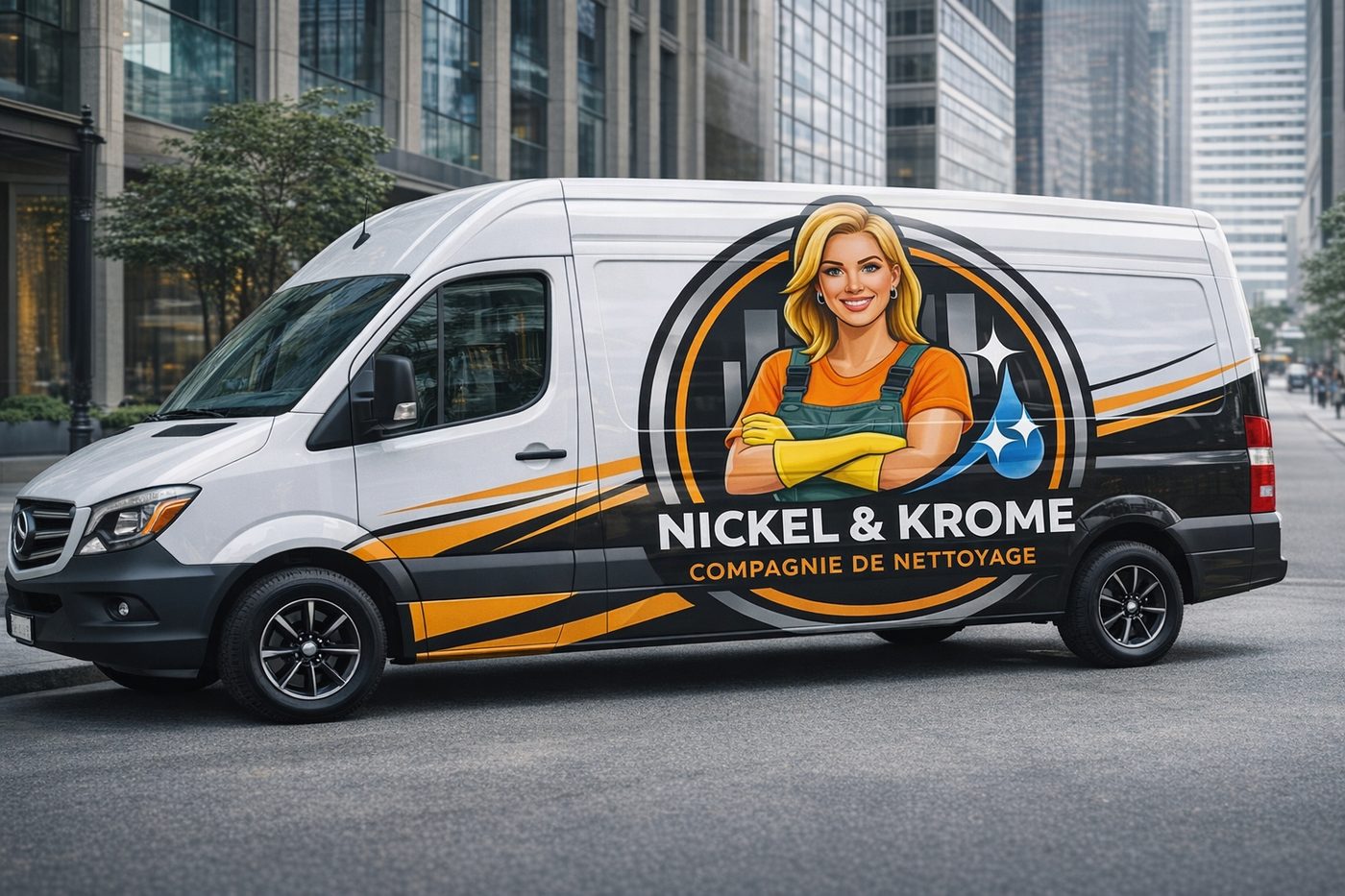 Véhicule de service Nickel et Krome, nettoyage après construction Montréal