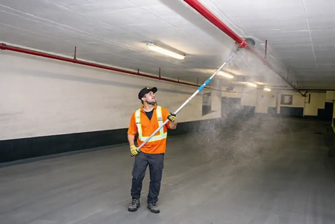 Dusting exposed conduits in underground parking